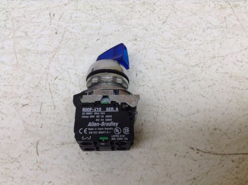 Allen Bradley 800F-X10 800F-N3B Blue Illuminated 2 Position Main Selector Switch