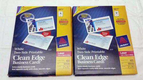 Avery 5877 Clean Edge Business Cards Laser White - 800 Cards New