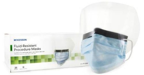 McKesson Surgery Masks Visor With Earloops 25 Count Eye Shield One Size Blue