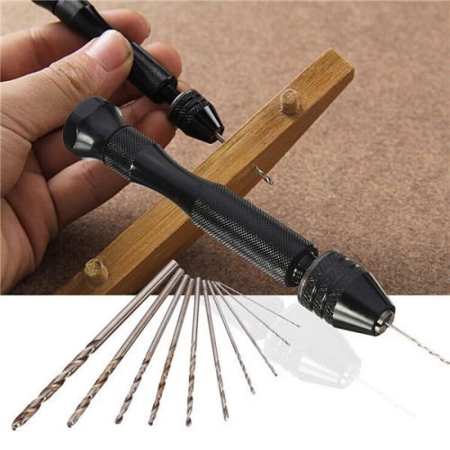 New mini aluminum hand drill with keyless chuck and 10 twist drills rotary tool for sale
