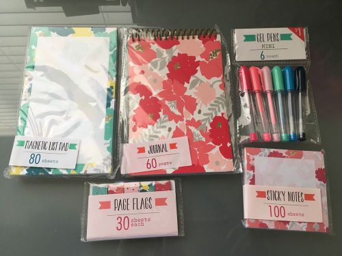 5 Floral Target One Spot Planner Stationery - Page Flags Gel Pens Sticky Notes