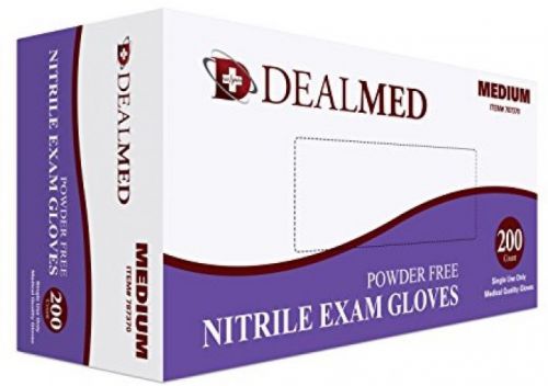 Disposable Nitrile Exam Powder Free Gloves, 200 Count, Size Medium