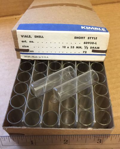 2 packs of kimble glass shell vials - 1/2 dram vials - 72 per pack (144 total) for sale