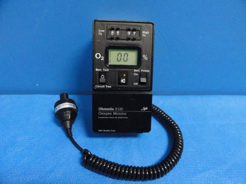 Boc healthcare datex ohmeda 5120 oxygen (o2) monitor w/ o2 sensor / probe (7338) for sale