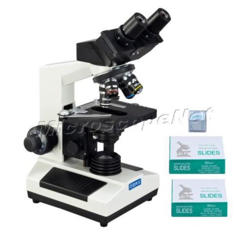 40X-1000X Professional Biological Compound Science Microscope w Slides+Covers