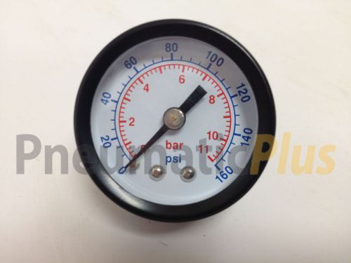 Air Pressure Gauge Dry 1-1/2&#034; Dial Center Back Mount 0-160 PSI, 1/8&#034; NPT