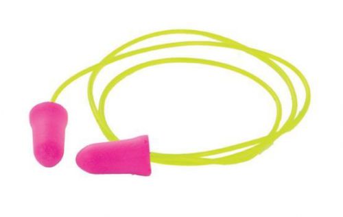 Pink Noise Reduction Corded Foam Ear Plugs Hearing Protection - 100 Pair Box