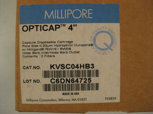 Opticap 4 Durapore KVSC04HB3 BOX of 3 MILLIPORE CARTRIDGE CAPSULE DISPOSABLE