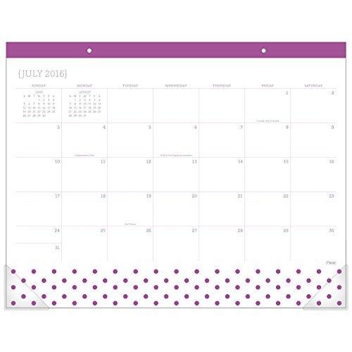 Mead Academic Year Desk Pad Calendar, Monthly, July 2016 - June 2017, 21-3/4&#034;x