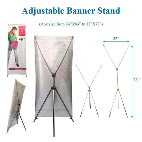 TheDisplayDeal Adjustable Aluminum Banner Stand Fits Any Banner Size from 24&#034;...