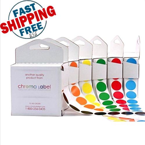 Chromalabel.com 3/4&#034; assorted color-code sticker dot variety kit | 7 colors in for sale