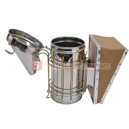 Top bee hive smoker galvanized iron + wooden heat shield beekeeping equipments for sale