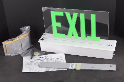 Big beam exit sign 120/277v green led ceiling recess w/ battery erxl1wgcr 4w for sale