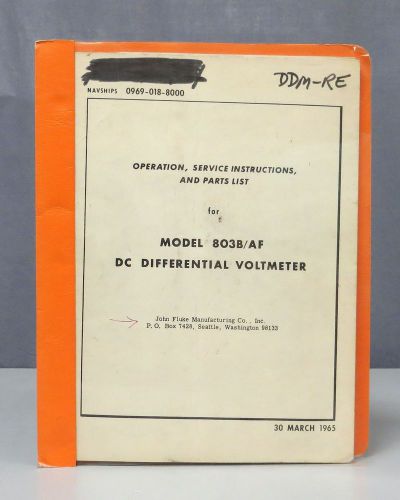 Fluke DC Differential Voltmeter Model 803B/AF Operation &amp; Service Manual