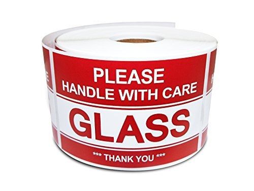 Aegis Premium Labels 2&#034; X 3&#034; Glass - Please Handle With Care - Thank You,