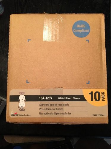 BOX OF 10- COOPER Grounding Duplex Receptacles 15A 125V, White Case Of 10 Boxes