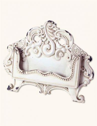 Chic Shabby White Baroque Style Business Card Holder Office Desk Display 5.5&#039;&#039;L.