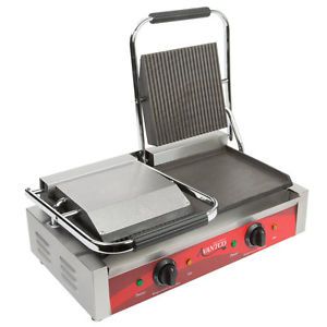 NEW! Avantco P88SG Double Grooved Commercial Counter Panini Press Sandwich Grill