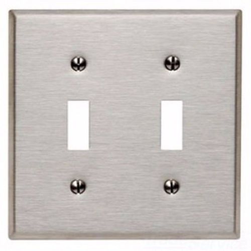Leviton 84009 2-Gang Toggle Device Switch Wallplate WALL PLATE, Stainless Steel