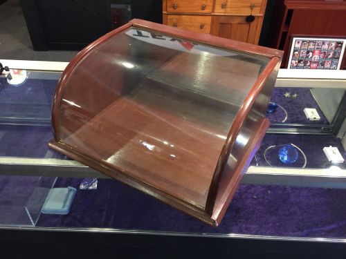 Vintage Wood Curved Glass Counter Top Display Case Retail Jewelry Smalls