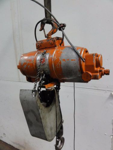 1-ton gardner denver pneumatic chain hoist air 86-2v-20l 2,000 lbs, lift 12 ft for sale
