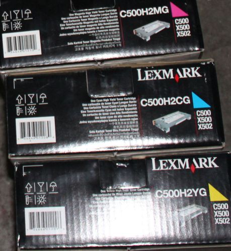 Complete Set of 3 Lexmark Colour Toner C500H2MG C500H2CG C500H2YG X500 X502 C500