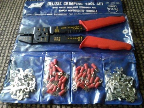 Deluxe crimping tool with 40 insulated &amp; 97 non-insulated terminals for sale