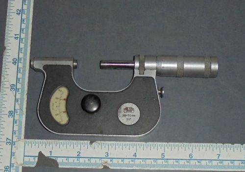 Vintage Carl Zeiss Jena Micrometer Threaded Screw Gauge 25-50mm 0.01mm 20°