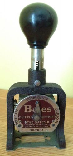Vintage Bates Numbering Machine Style E 6 Wheel Serial No 476882
