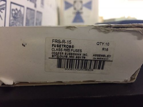 Cooper bussmann frs-r-15 fusetron fuse [box of 10] for sale