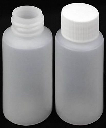 1 oz  hdpe cylinder round plastic bottles w/screw-on caps (lot of 25) for sale
