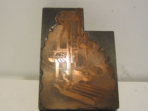 RARE ANTIQUE WOODEN PRINTING BLOCK TURRET MACHINERY DRILL