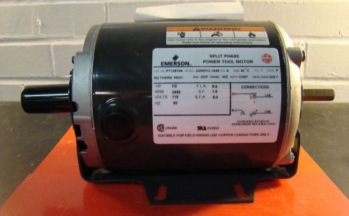 Emerson pt12b1n4 tool motor 2-shafts, 1/2hp, 115v, 3450rpm, split phase, /ea2/rl for sale