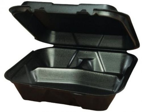 Genpak SN203BK Black Color 3 Large Compartment Snap It Foam Hinged Dinner Lid