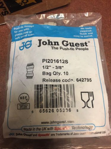 JOHN GUEST PI201612S-PK10 Reducer Union 1/2 x 3/8 In Gray PK 10 Free Shipping