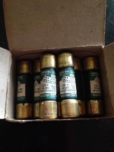 7 Vintage General Electric 30 AMP Onetime Fuses One Time GF4A30 original box GE