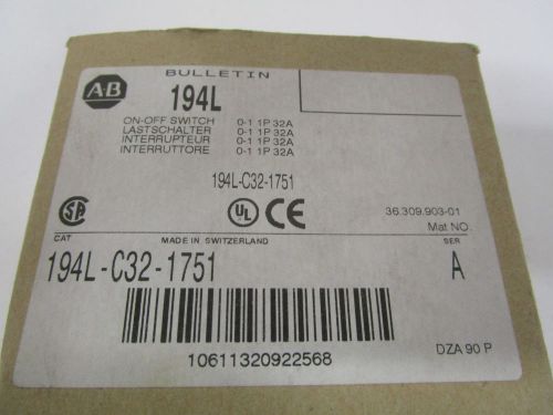ALLEN BRADLEY 194L-C32-1751  SER. A ON-OFF SWITCH (AS PICTURED) *NEW IN BOX*