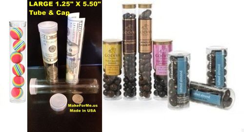 25 large clear plastic packaging tubes 1.25” x 5.50” storage tubes for sale