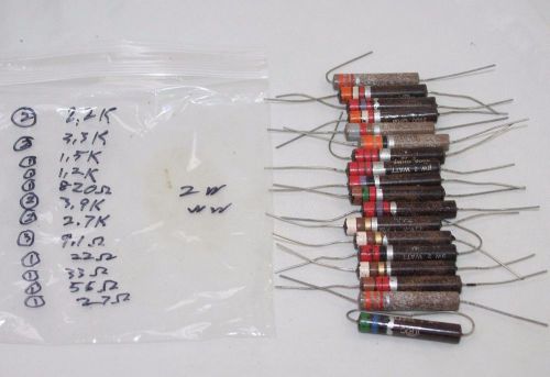 Lot of 18 Vintage IRC Ceramic Wirewound 2 Watt Resistors of various values