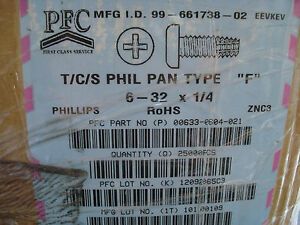 T/C/S phillips pan head type F screws 6-32 x 1/4&#034;