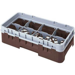 CAMBRO 8 COMP. GLASS RACK, HALF SIZE, 3-5/8&#034; H MAX. BROWN 8HS318-167
