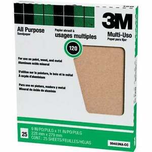 3M All-Purpose 9 In. x 11 In. 100 Grit Fine Sandpaper (25-Pack) 99404NA  - 1