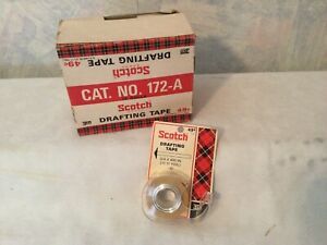 Vintage 3M Scotch Drafting Tape Dispenser + Roll 3/4&#034; #172 Brand New Old Stock