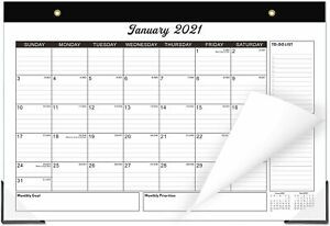 Desk Calendar 2021 12x17 Desktop Academic Pad 17 x 12, Gray