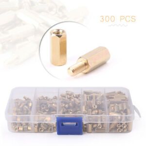 300Pcs M3 Brass Standoff/Spacer And Brass Hex Stand-Off Pillars DIY Set Yellow