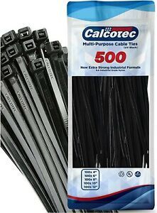 500x Black Zip Ties | Self-Locking Cable Ties | 4&#034; / 6&#034; / 8&#034; / 10&#034; /12&#034; x 0.19&#034;