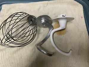 3 KITCHEN AID HOBART BEATER PARTS, WHIP &amp; SPIRAL 2 DOUGH HOOKS FOR N5D 15ED