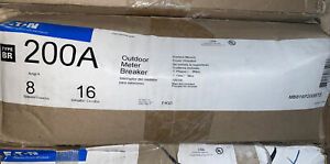 (C) Eaton Outdoor Meter Breaker 200A MB816P200BTS 1Phase 3Wire 120/240VAC 8space