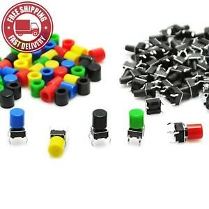 Gikfun 50Pcs 6x6x9mm Tact Tactile Push Button Momentary Micro Switch with Cap fo