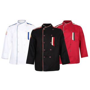 Restaurant Unisex Chef Coat Jacket Uniform Long Sleeve Men Women